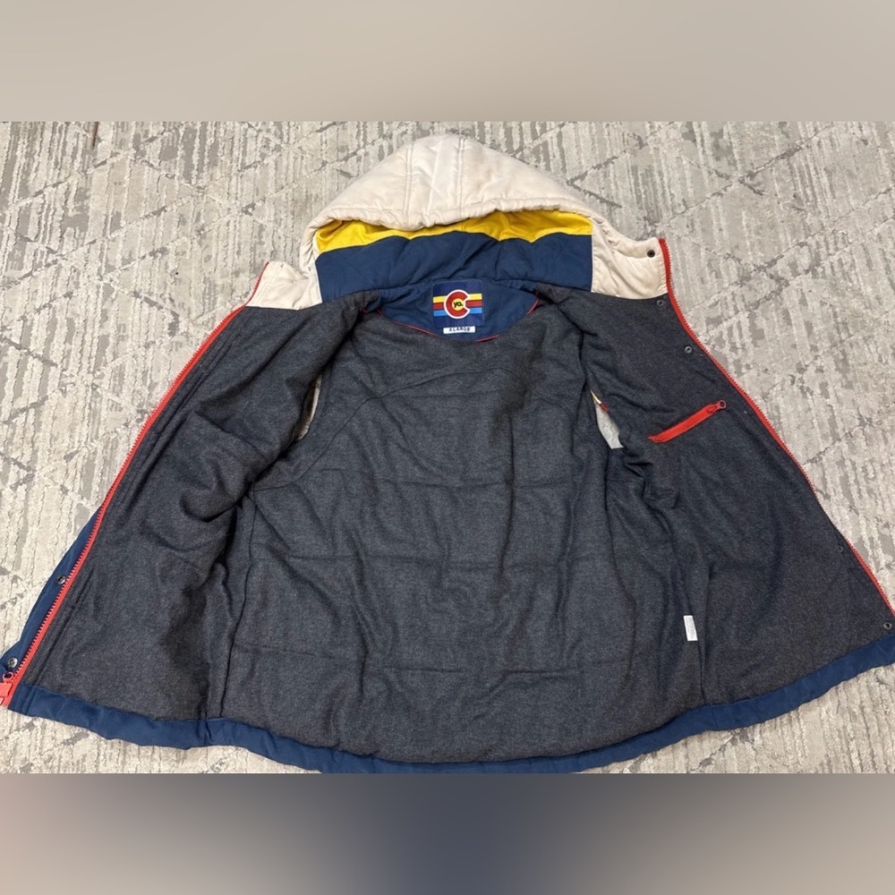 VTG Yo Colorado Epic Fader Puffer Vest Unisex SZ L Hooded - Picture 3 of 8